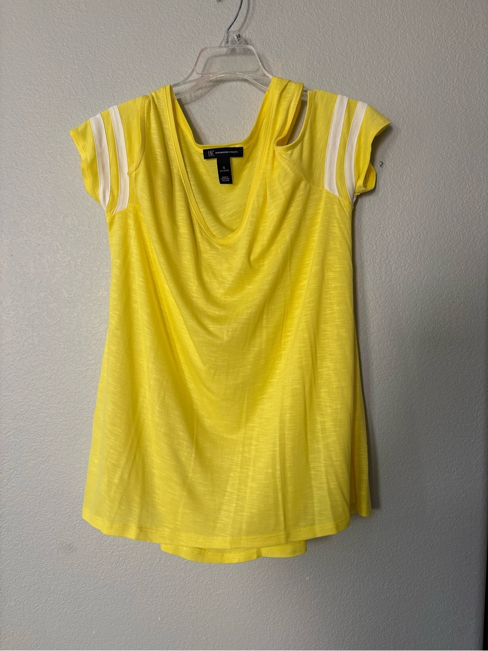 Women's Yellow Cold Shoulder Baseball Tee NEW